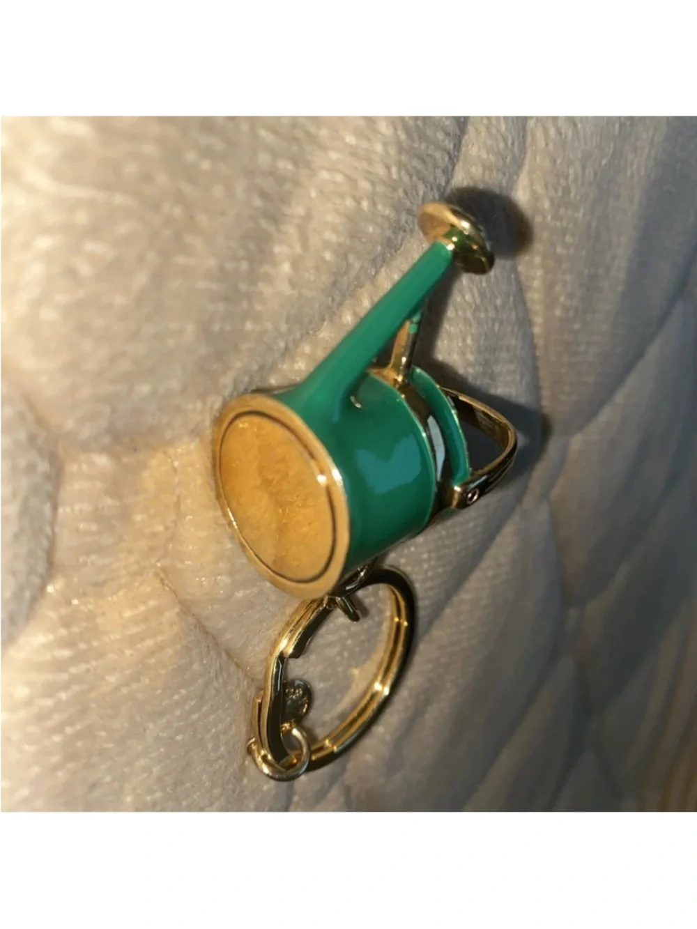 J. Crew RARE Flower Watering Can Keychain Green Gold Color‎